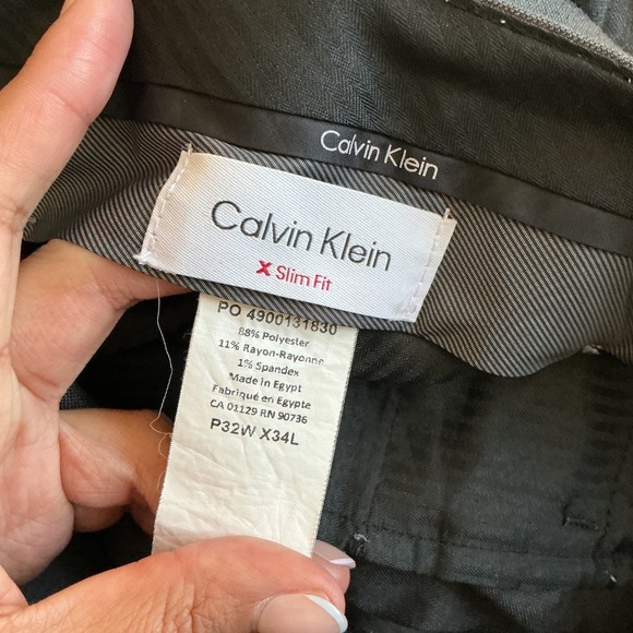 Calvin Klein Slim Fit Dress Pants - Charcoal Gray - 32W x 34L - Picture 3 of 5